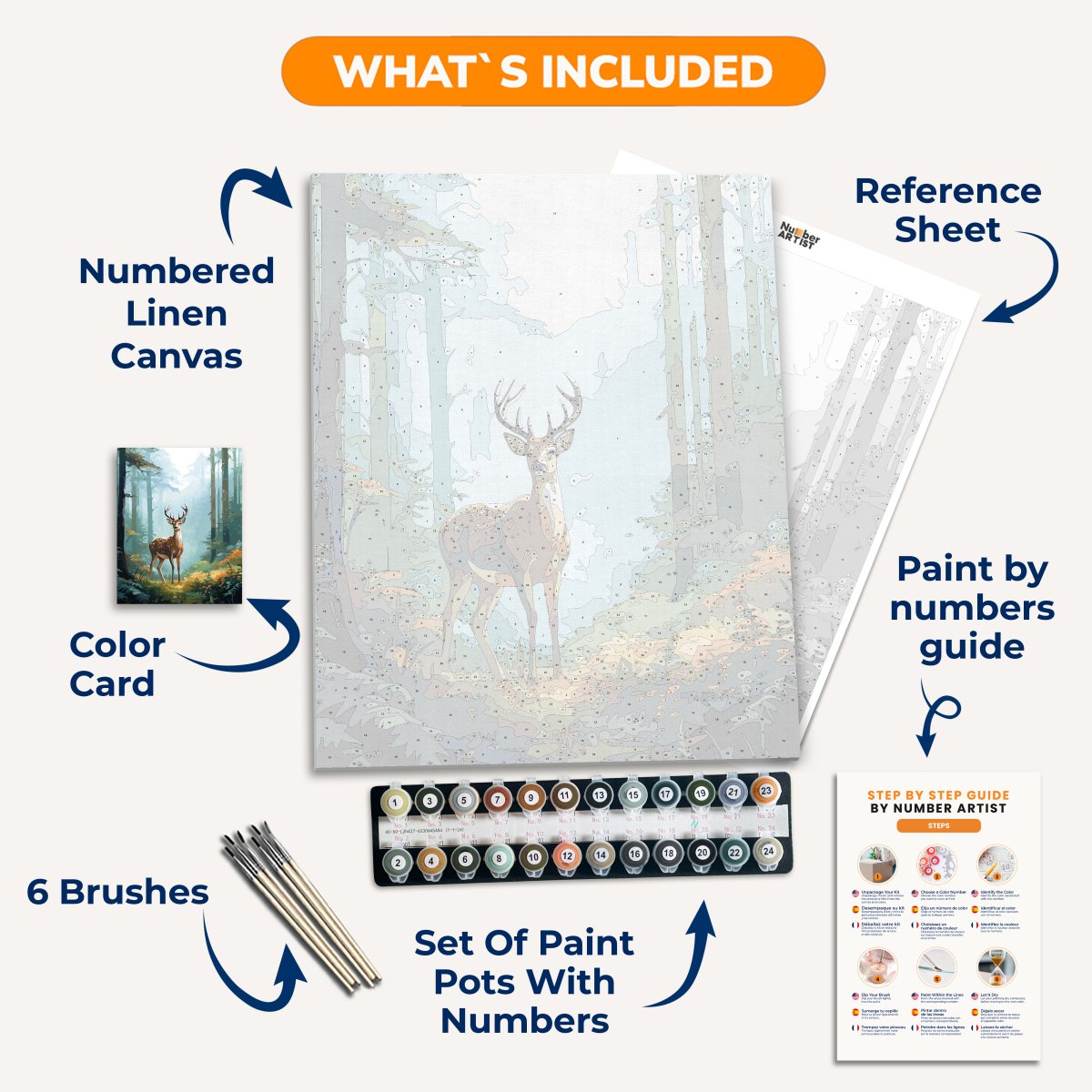 In the image, a majestic deer stands tall amidst a serene forest.