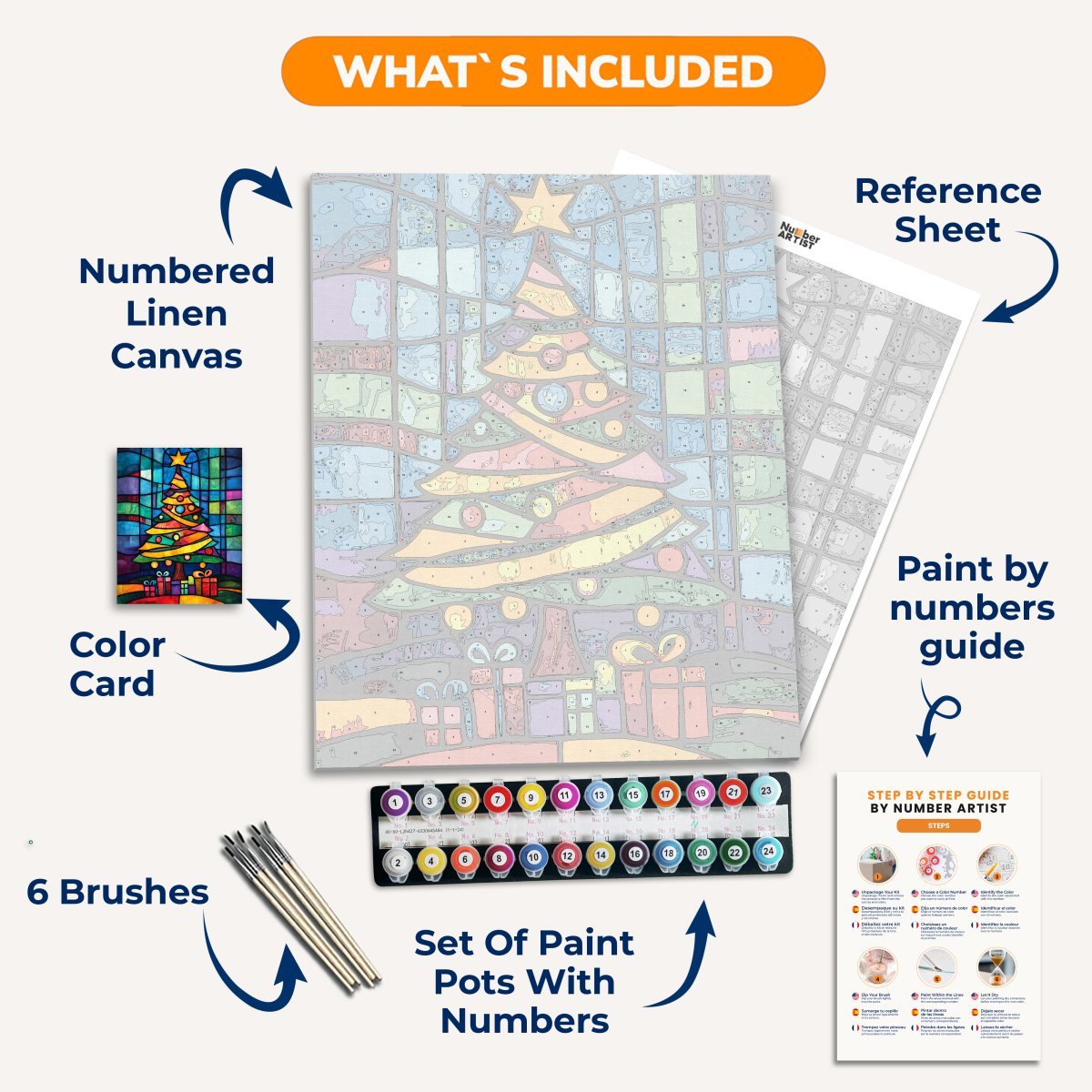 Glass Christmas Tree - Number Artist Paint by Numbers Kits