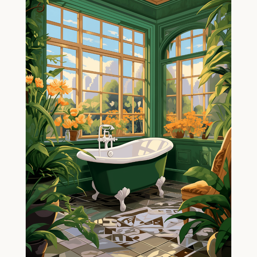 Green Bathroom - Number Artist Paint by Numbers Kits