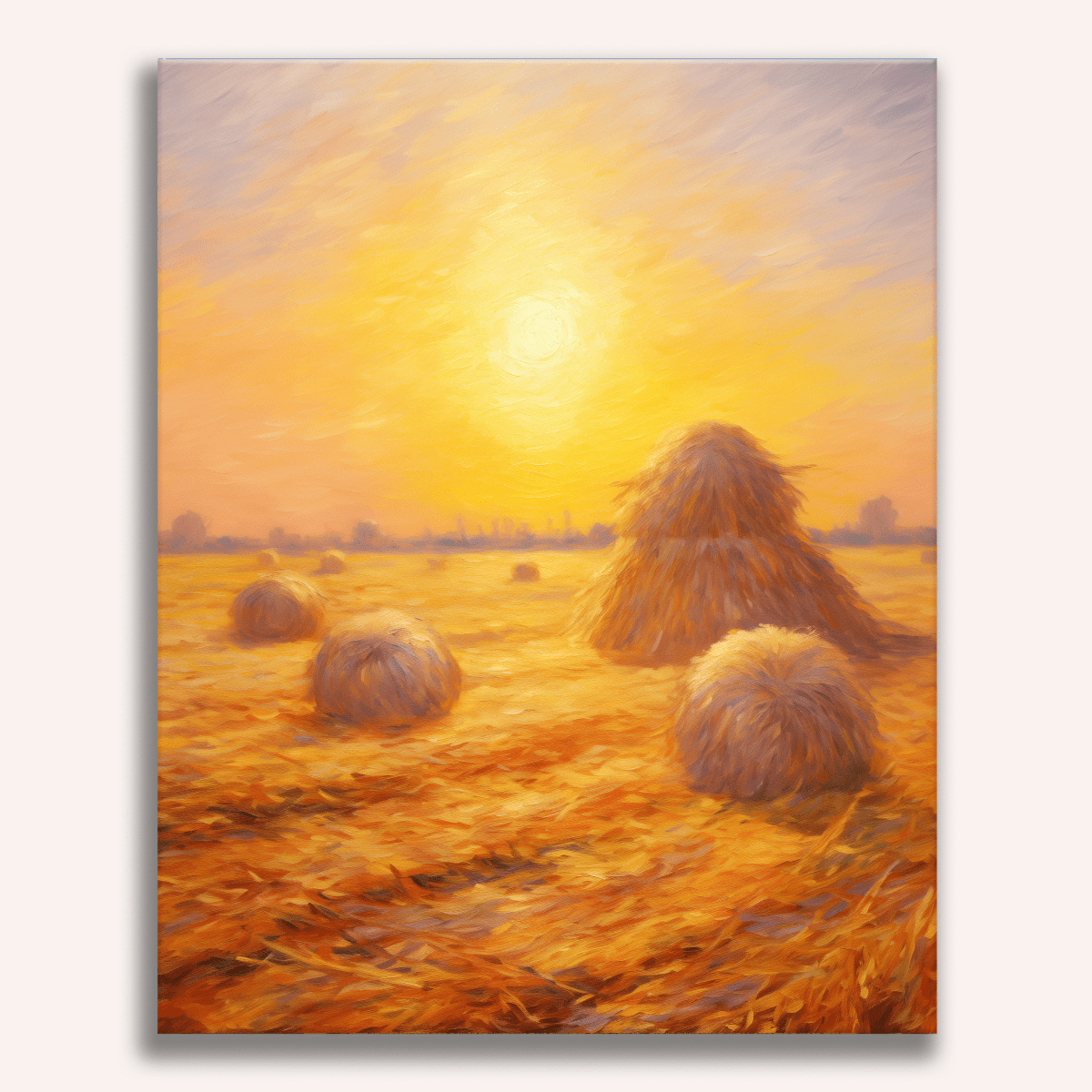 A vast field with rows of golden-yellow crops under a warm sunset.