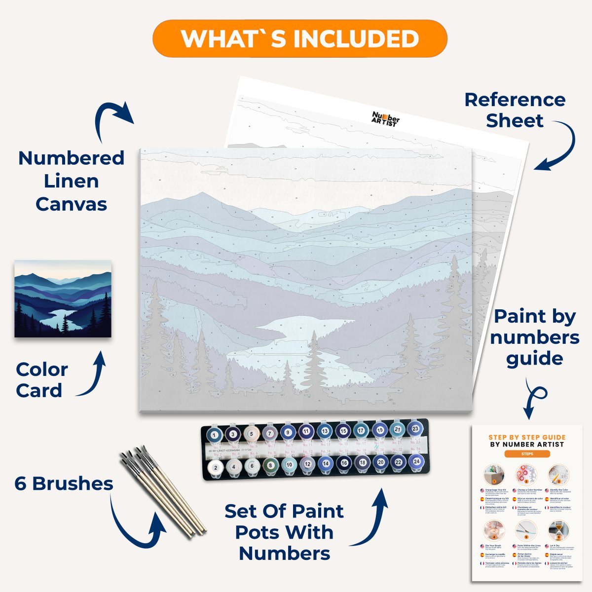 Ice Blue Landscape - Number Artist Paint by Numbers Kits