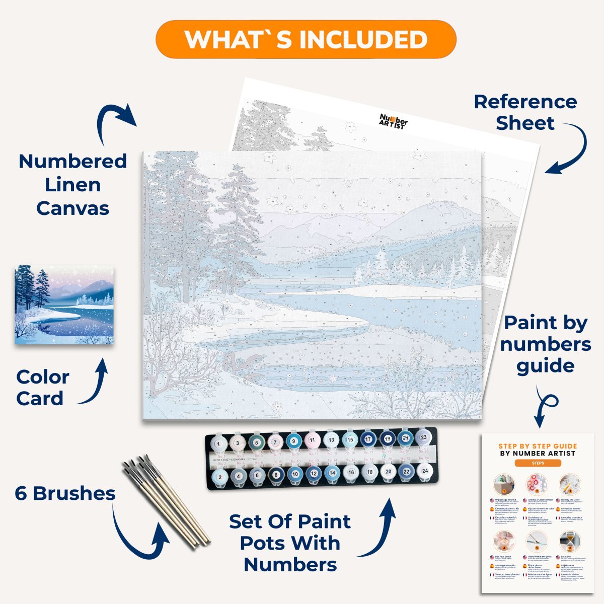 Icy Winter Lake - Number Artist Paint by Numbers Kits