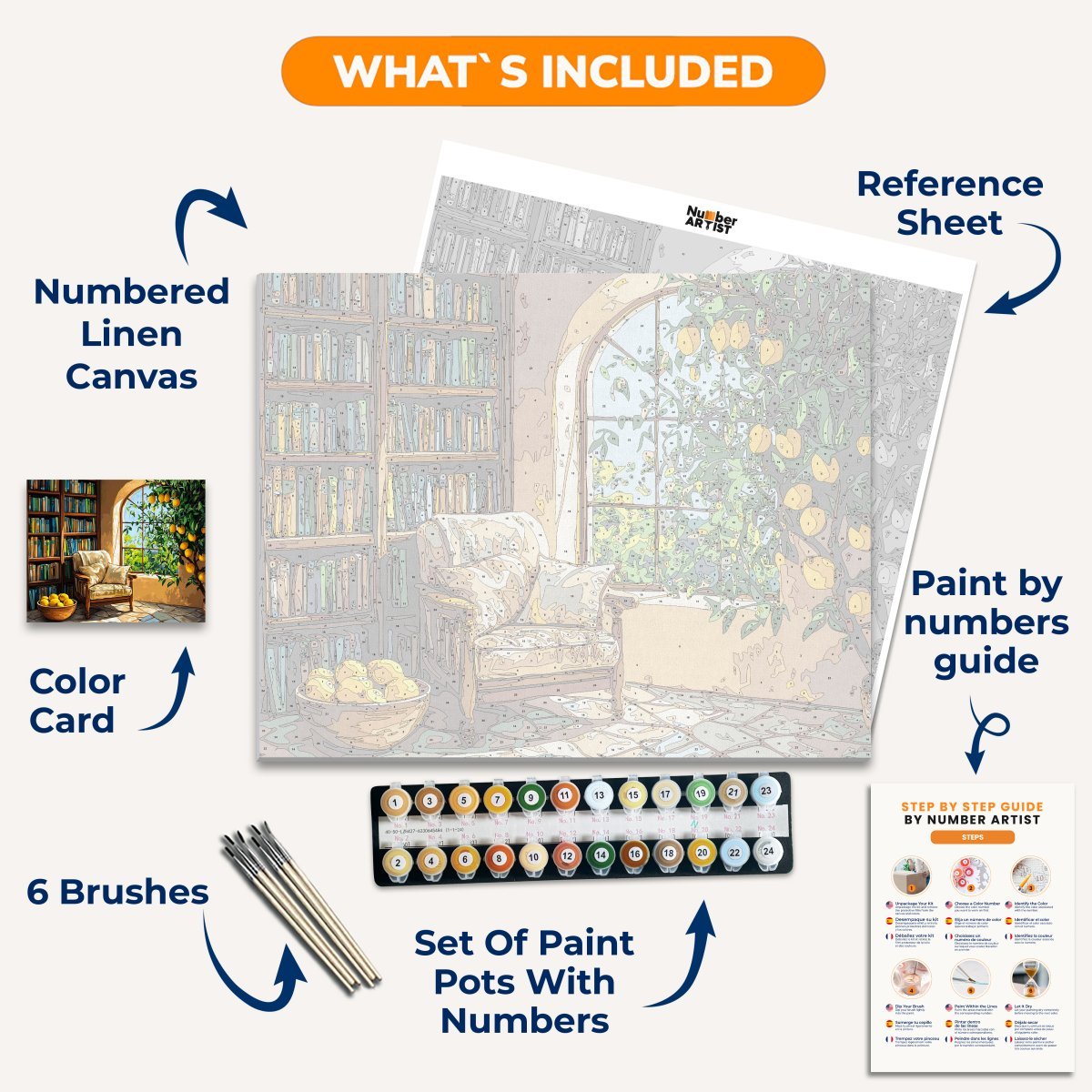 Library Citrus - Number Artist Paint by Numbers Kits