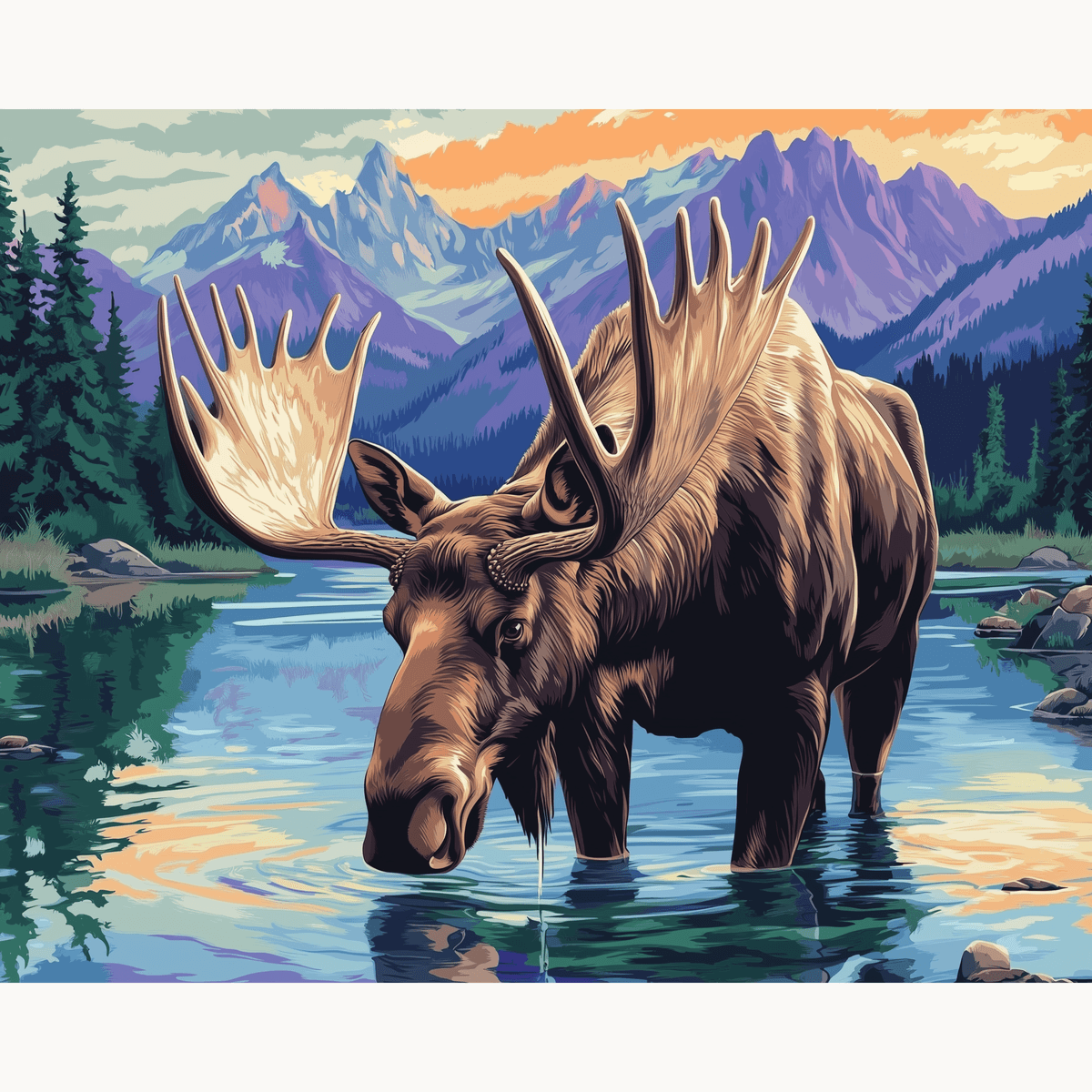 Moose Landscape - Number Artist Paint by Numbers Kits