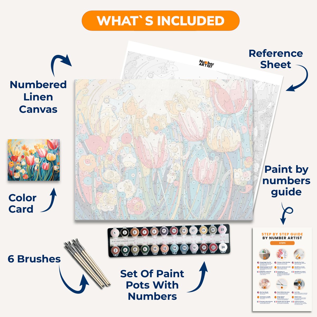 The image showcases a vibrant bouquet of flowers, which appear to be tulips, set against a backdrop of a clear sky adorned with fluffy clouds.