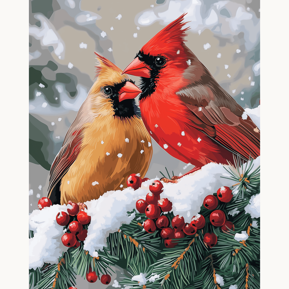 Perched Cardinals - Number Artist Paint by Numbers Kits