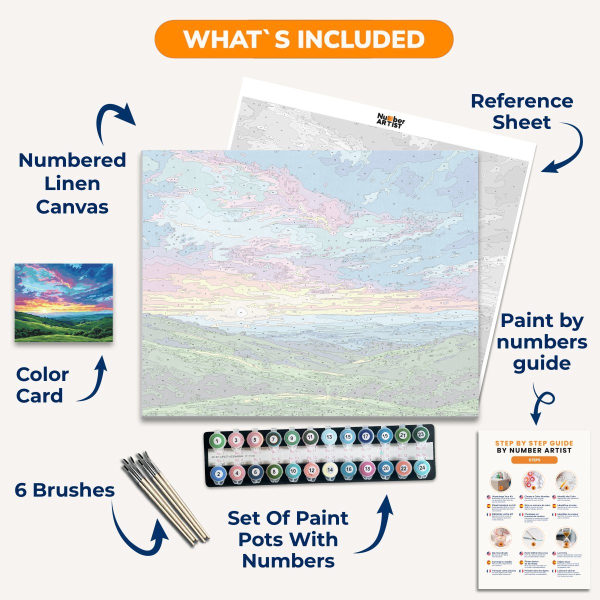 Pink Sky Meadow - Number Artist Paint by Numbers Kits
