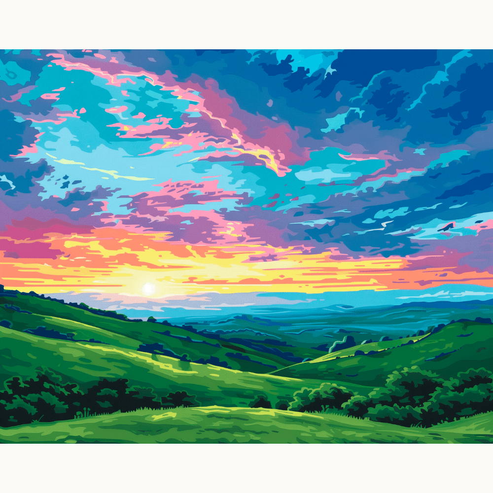 Pink Sky Meadow - Number Artist Paint by Numbers Kits