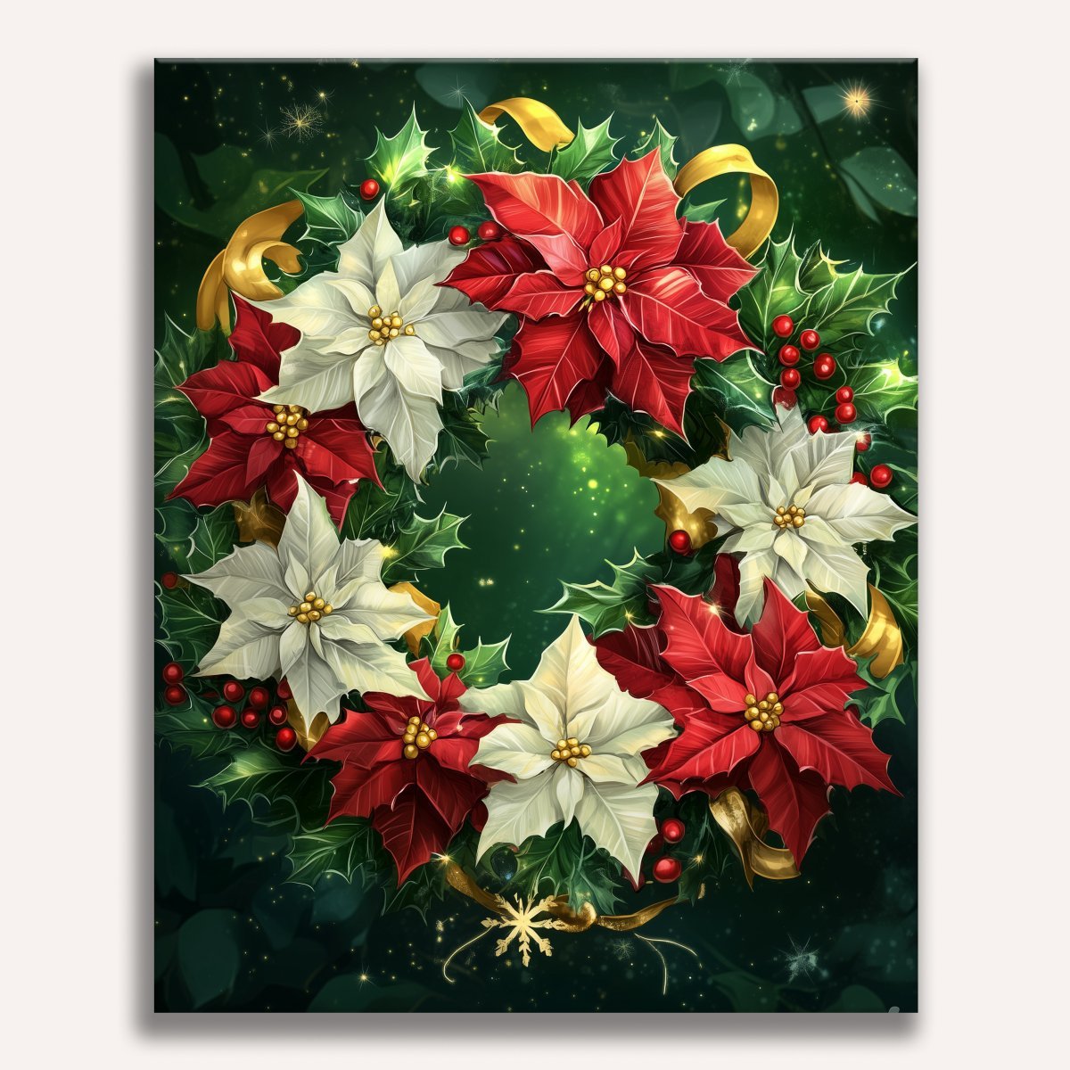 Poinsettia Charm - Number Artist Paint by Numbers Kits