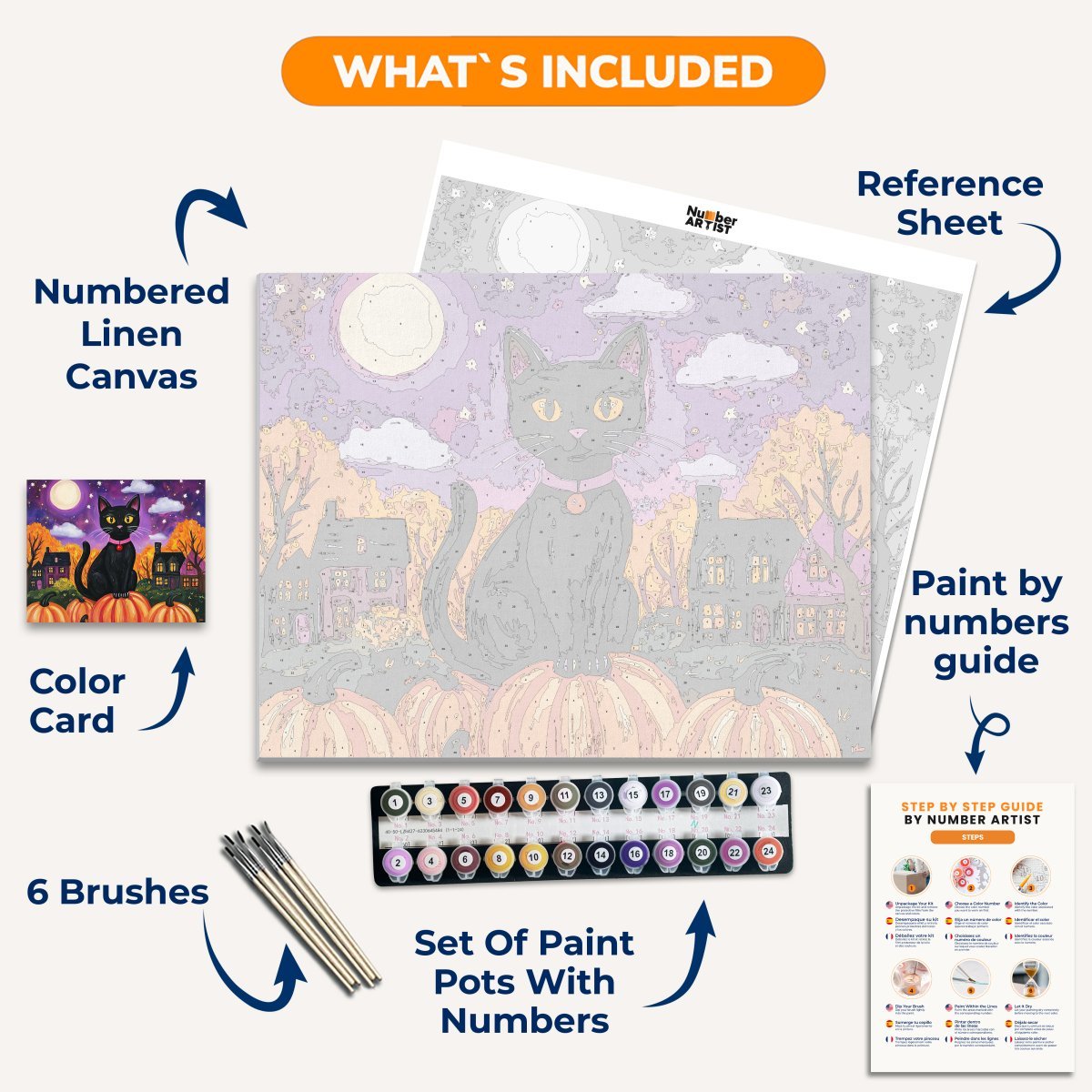 Pumpkin Feline - Number Artist Paint by Numbers Kits