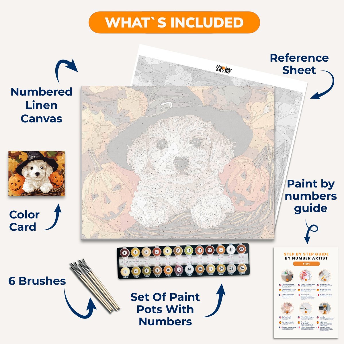 Puppy's Halloween - Number Artist Paint by Numbers Kits