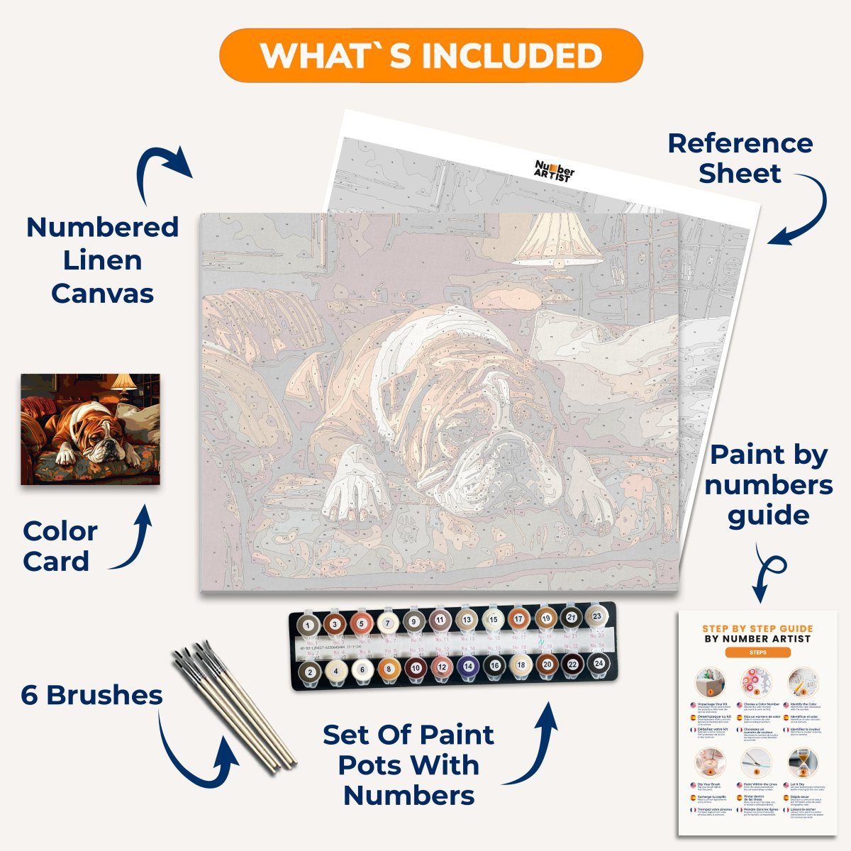 Relaxed Bulldog - Number Artist Paint by Numbers Kits