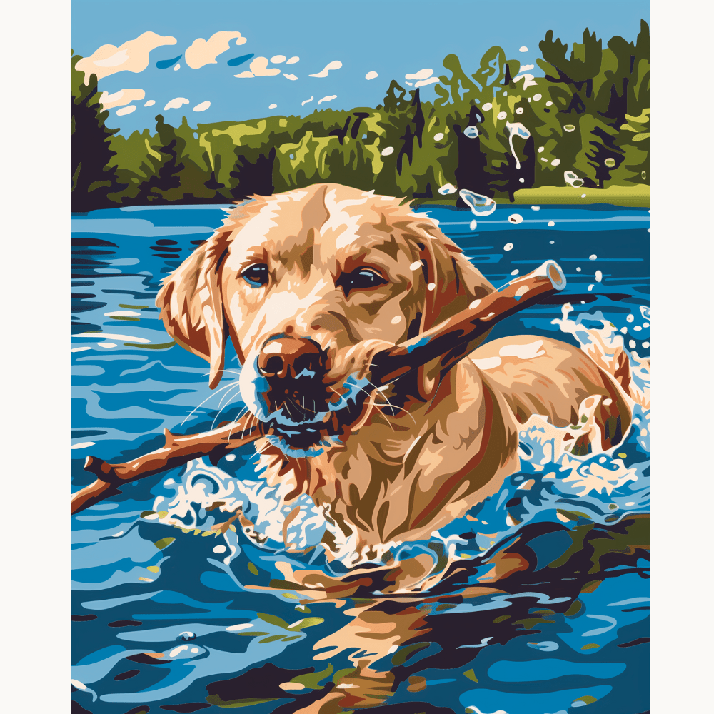 Retrieving a Stick - Number Artist Paint by Numbers Kits