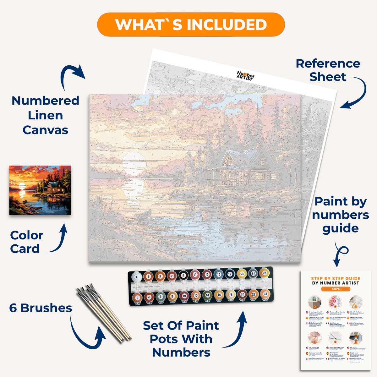 Riverside Cabin - Number Artist Paint by Numbers Kits