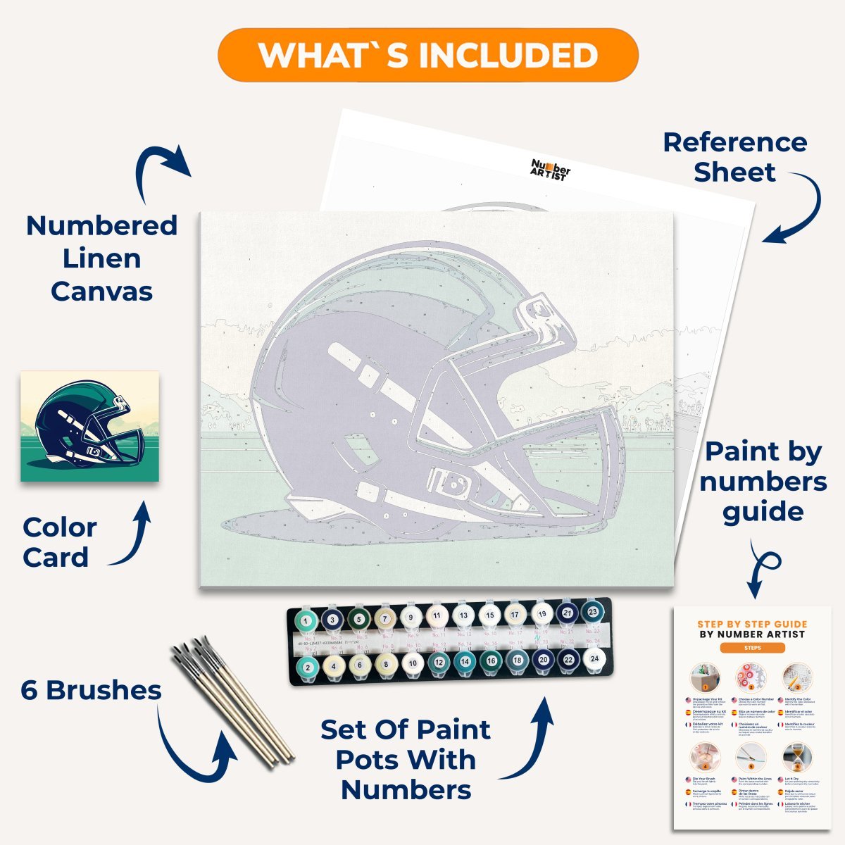 Rugby Helmet - Number Artist Paint by Numbers Kits