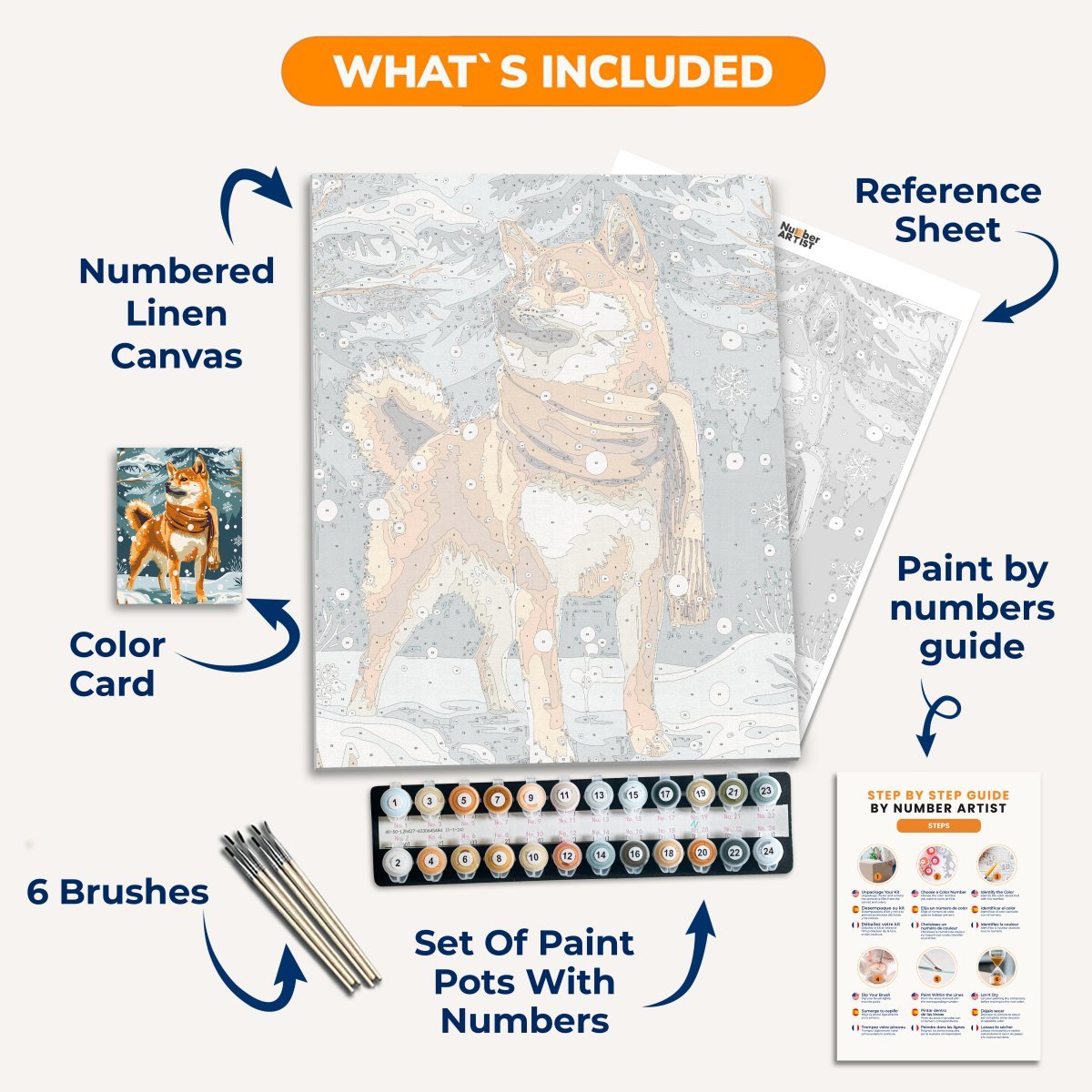 Scarf Shiba - Number Artist Paint by Numbers Kits