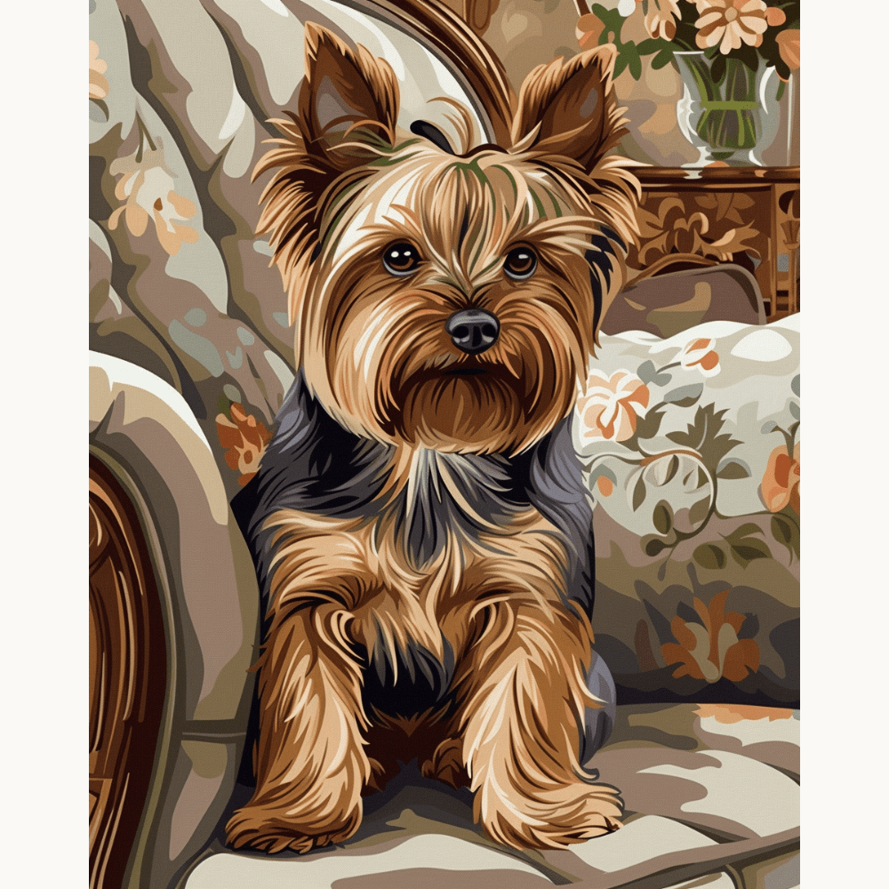 Yorkie assis