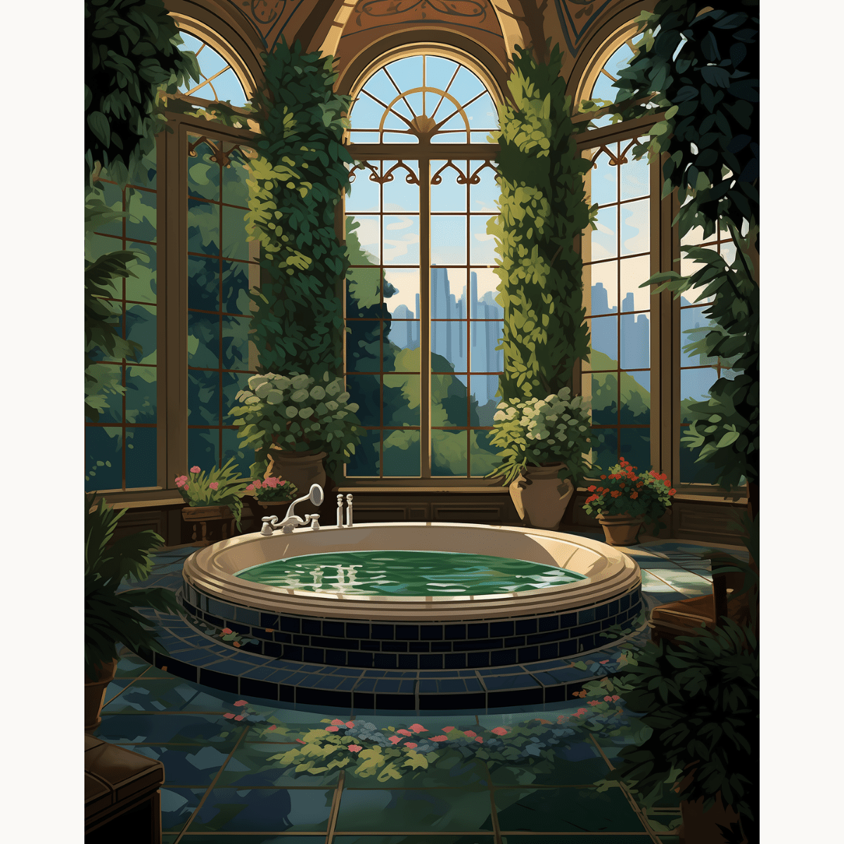 Gelassenes Blumen-Badezimmer