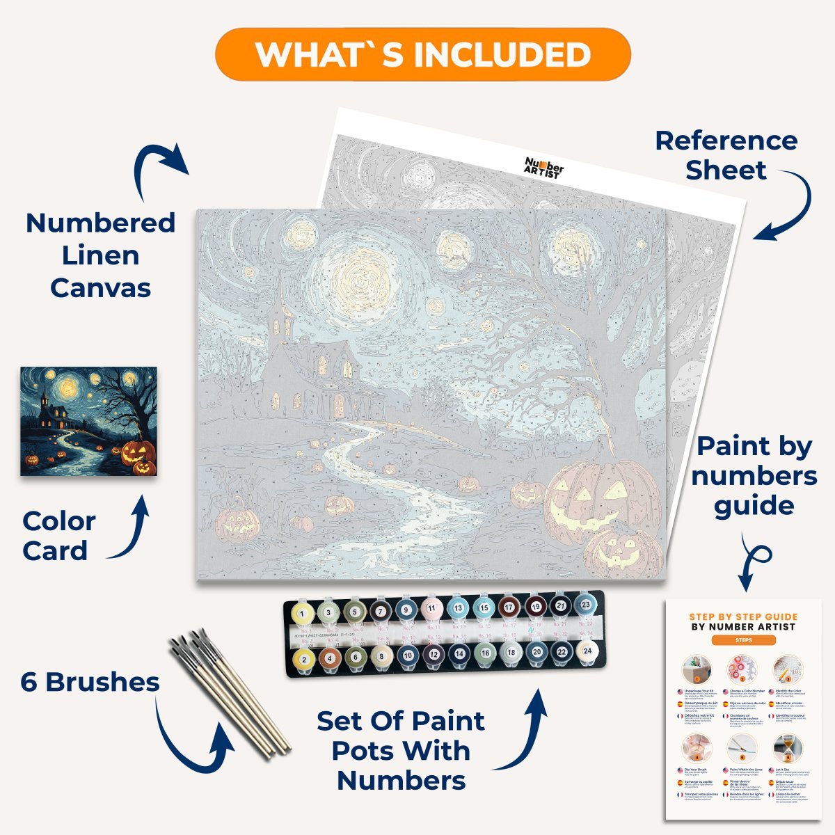 Starry Night Halloween - Number Artist Paint by Numbers Kits