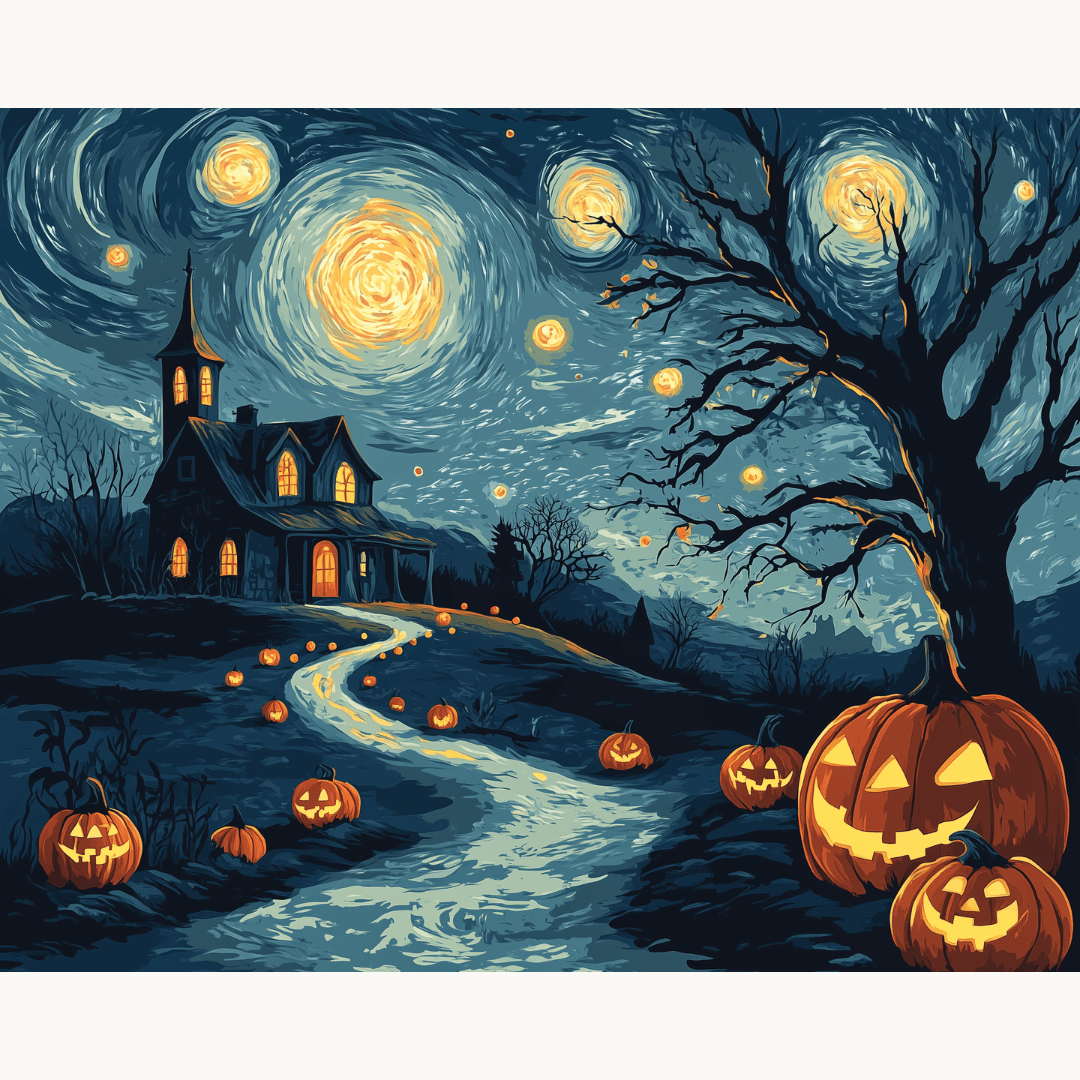 Starry Night Halloween - Number Artist Paint by Numbers Kits