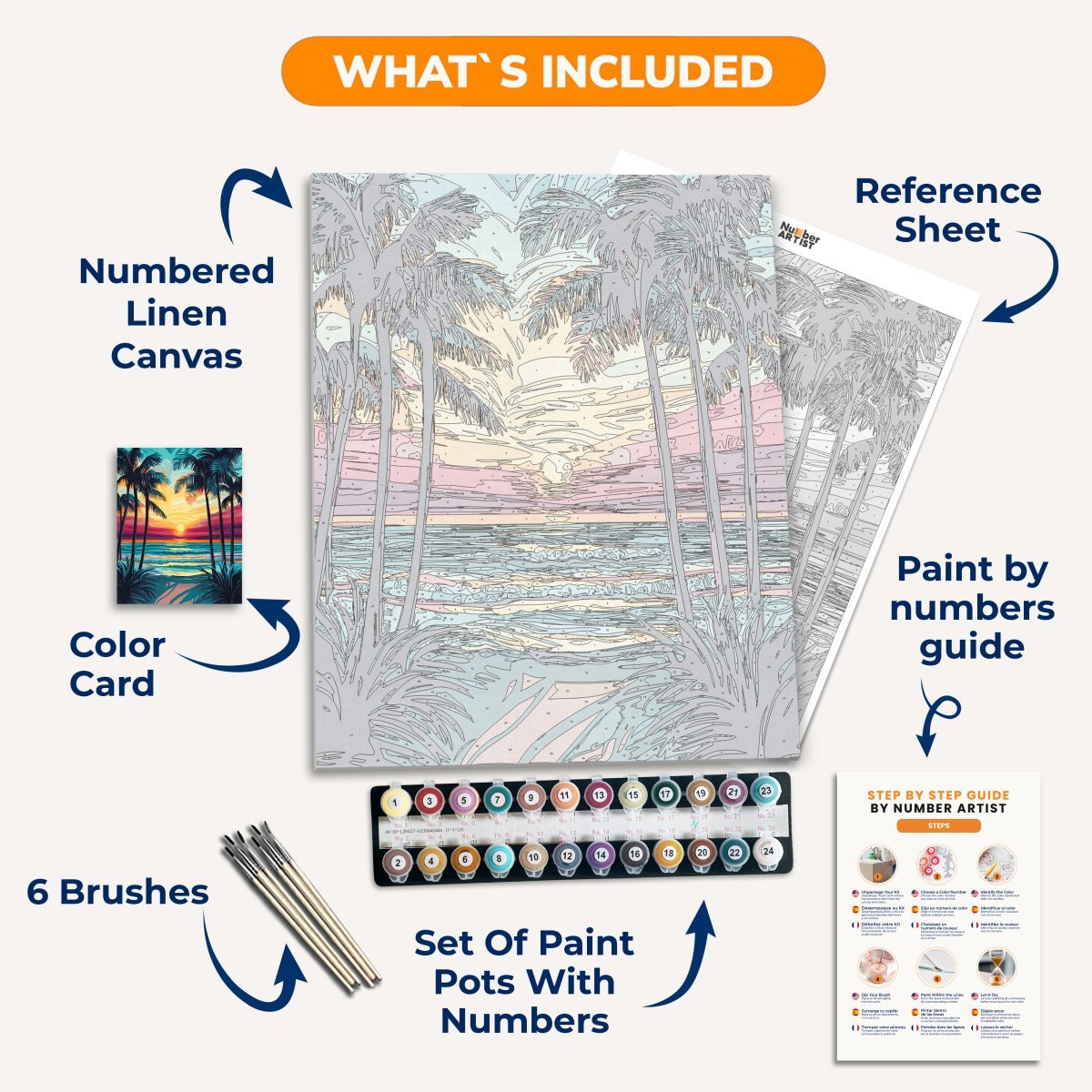 Sunlit Island Palms - Number Artist Paint by Numbers Kits