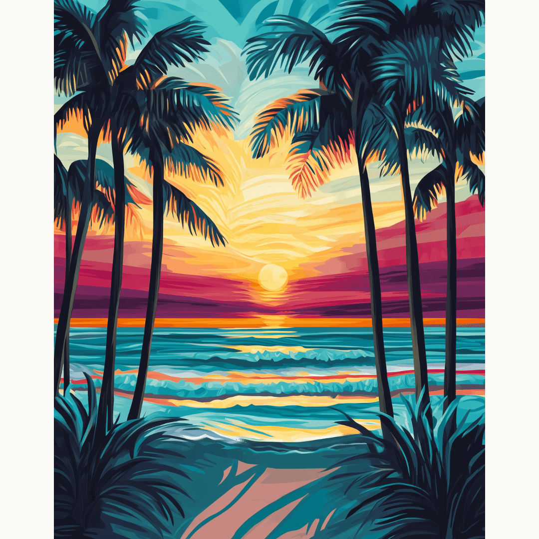 Sunlit Island Palms - Number Artist Paint by Numbers Kits