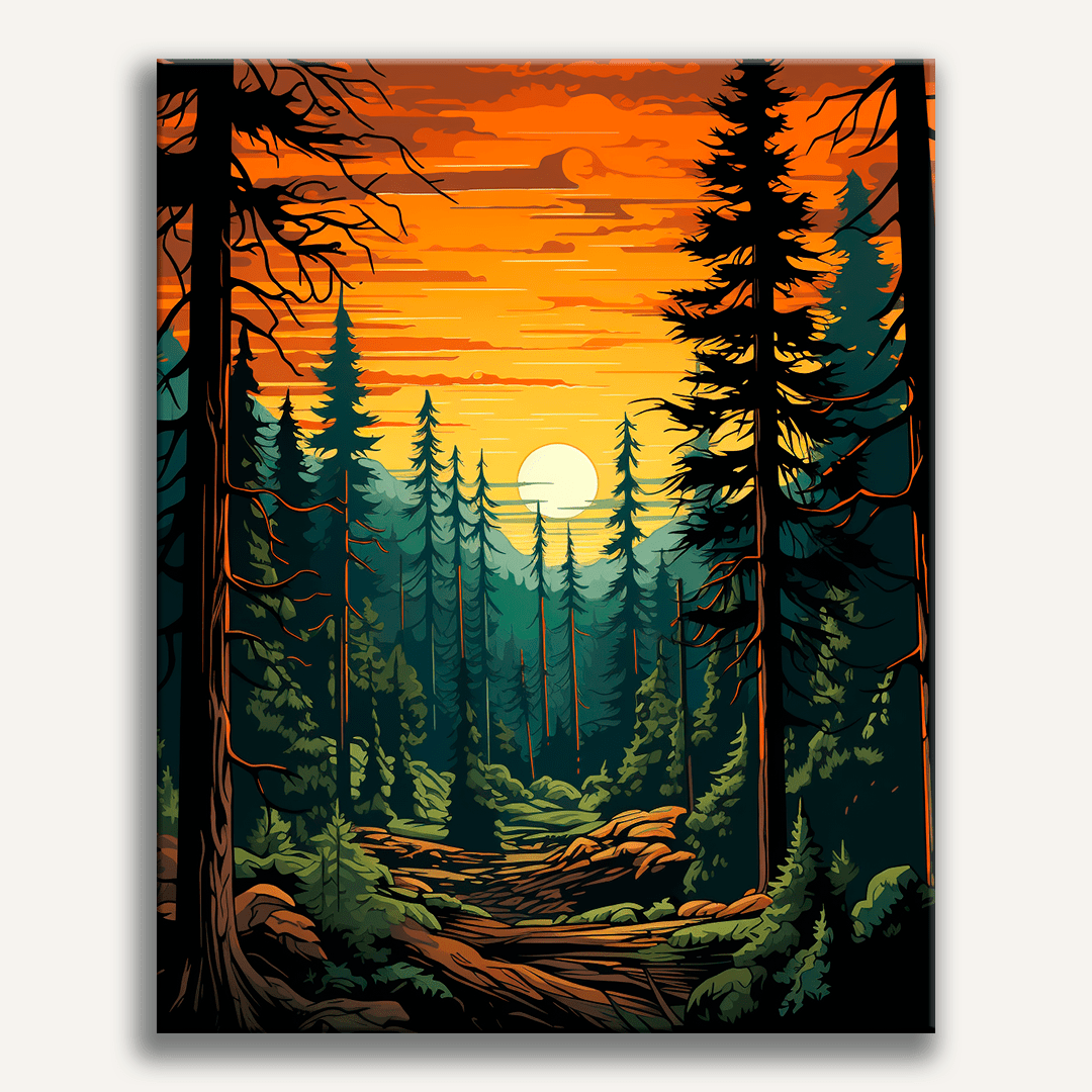 The image features a vibrant forest landscape.