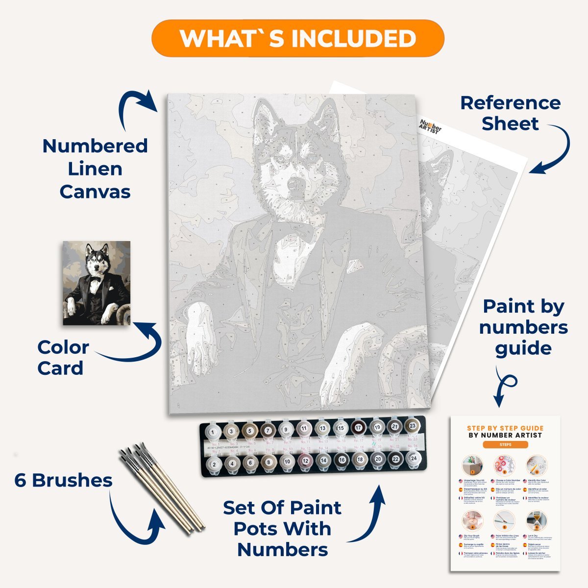 Tuxedo Husky - Number Artist Paint by Numbers Kits
