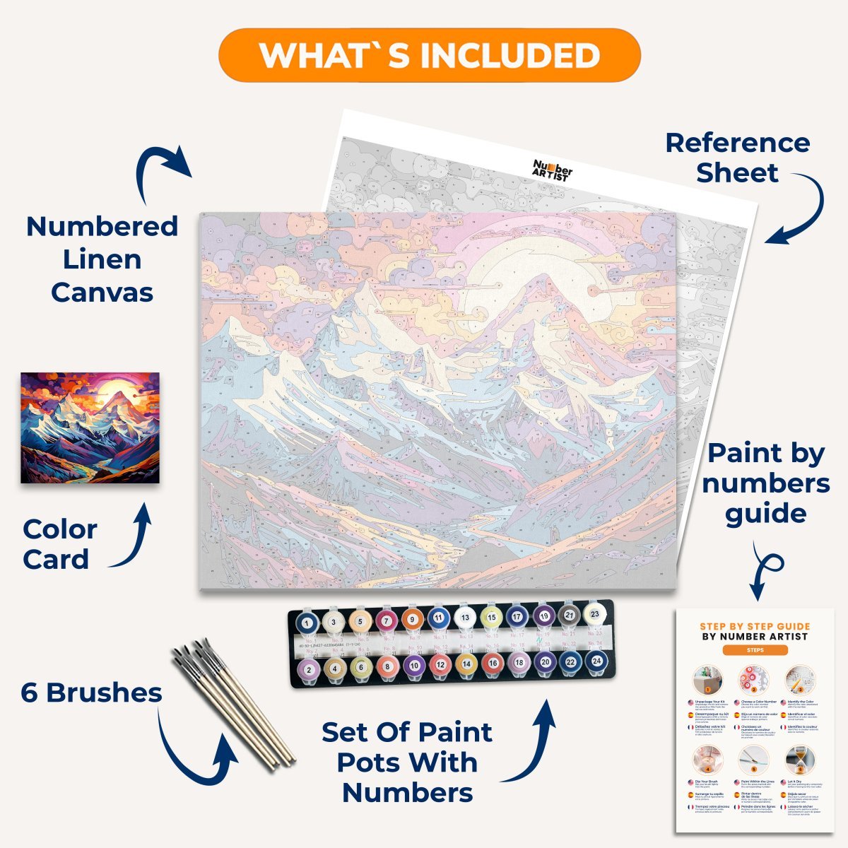 Vibrant Mountain Chain - Number Artist Paint by Numbers Kits