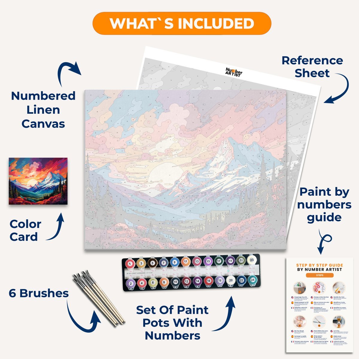 Vibrant Sky Mountain - Number Artist Paint by Numbers Kits