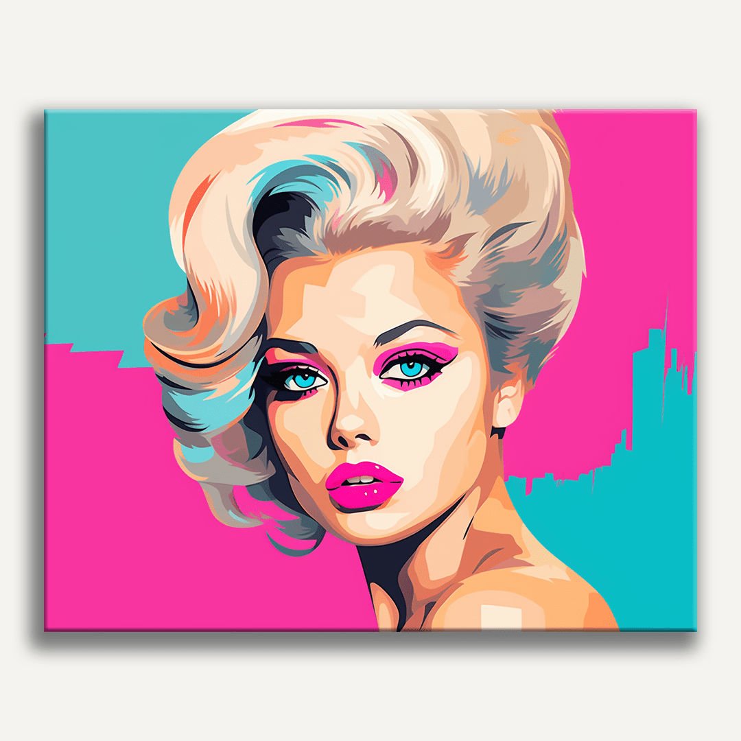 The image showcases a vivid and colorful portrait of a woman.