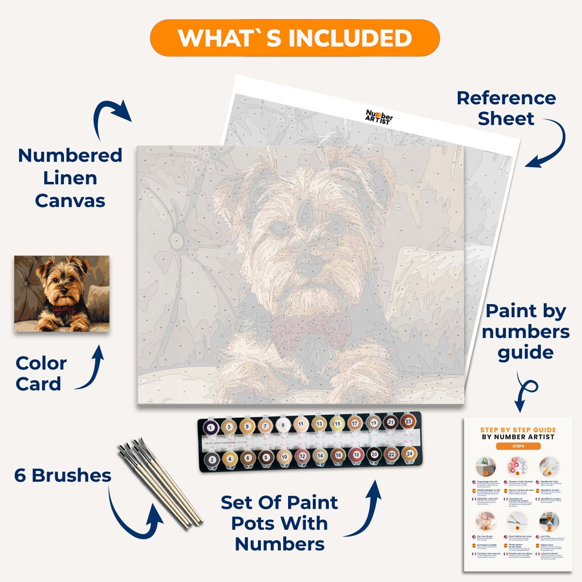 Yorkie Bow Tie - Number Artist Paint by Numbers Kits