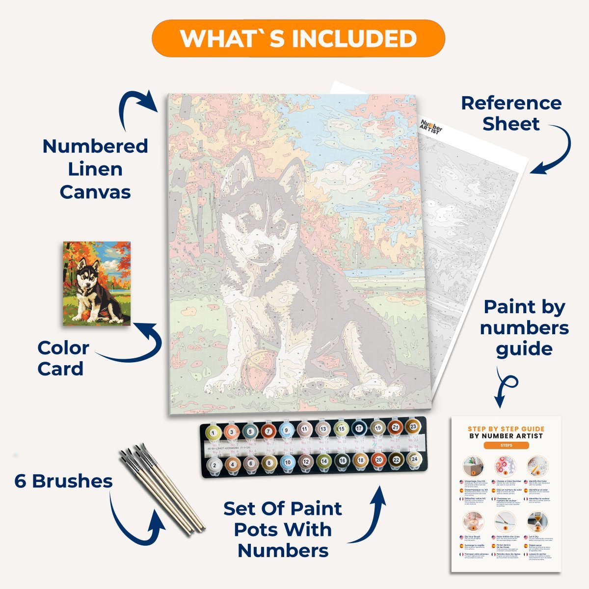 Young Husky - Number Artist Paint by Numbers Kits