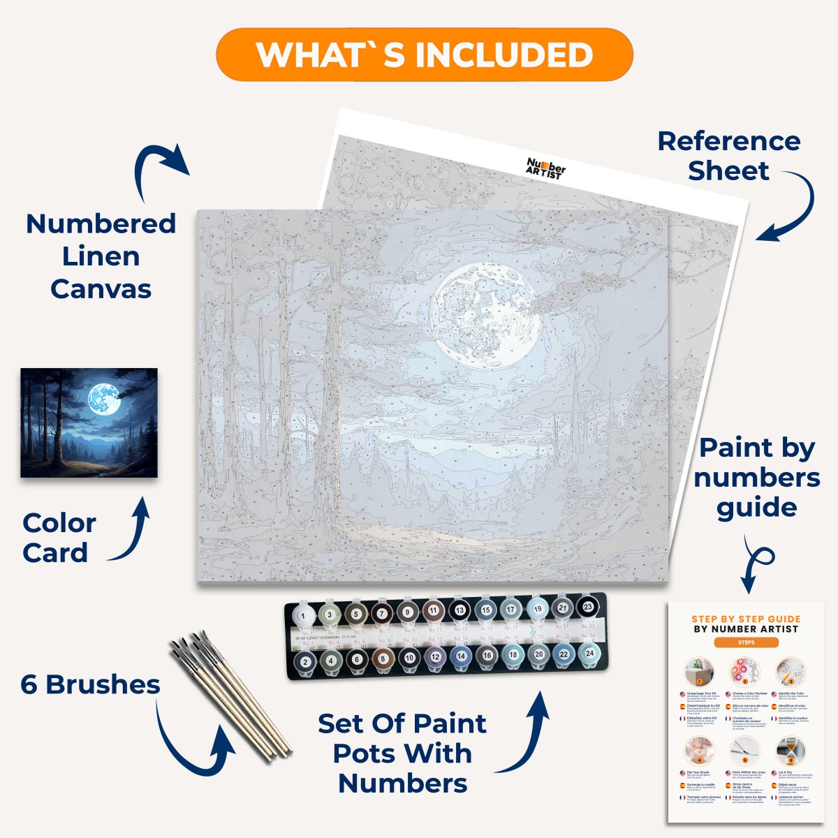 Full Moon's Woods - Number Artist Paint By Numbers Kits