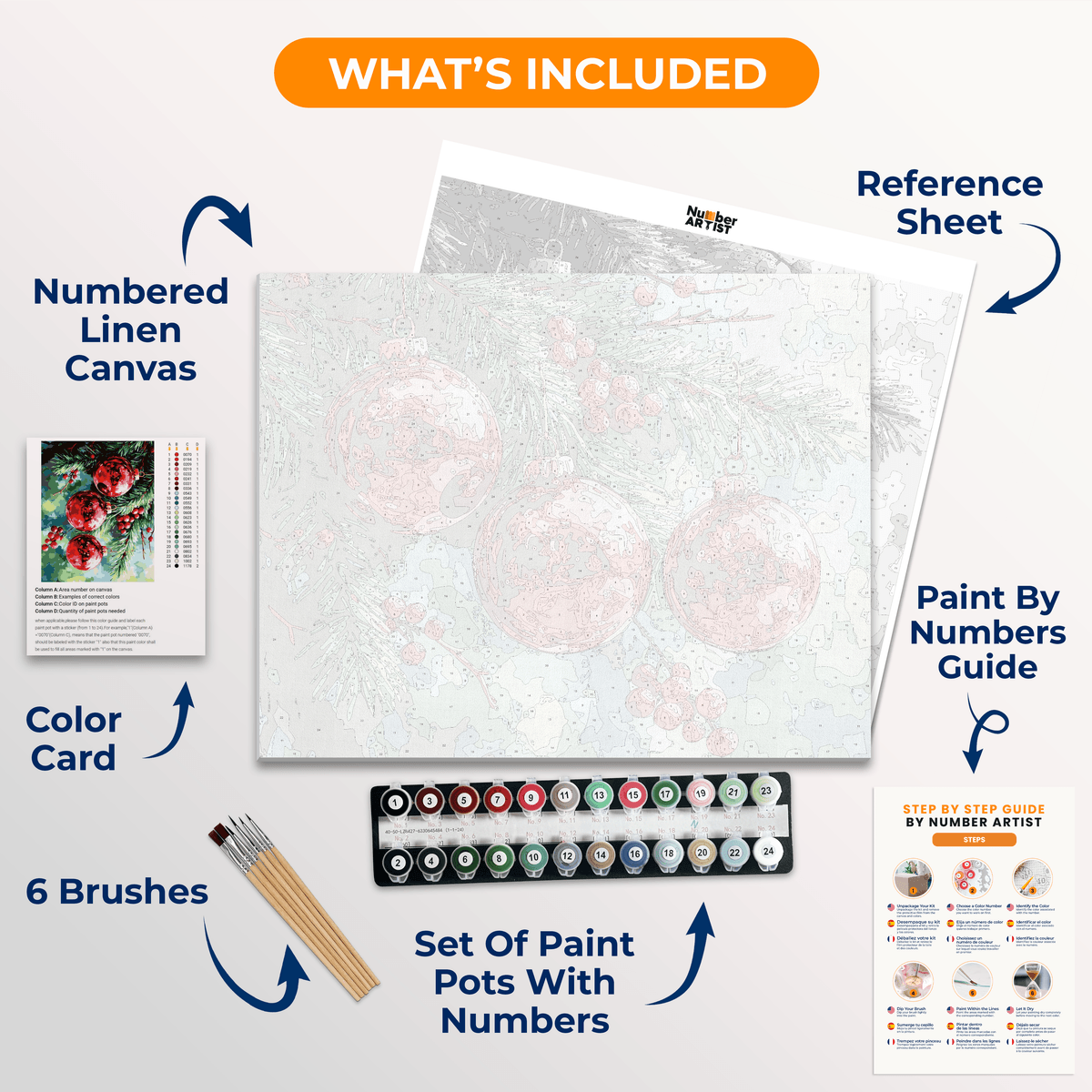 Three Baubles - Number Artist Paint by Numbers Kits