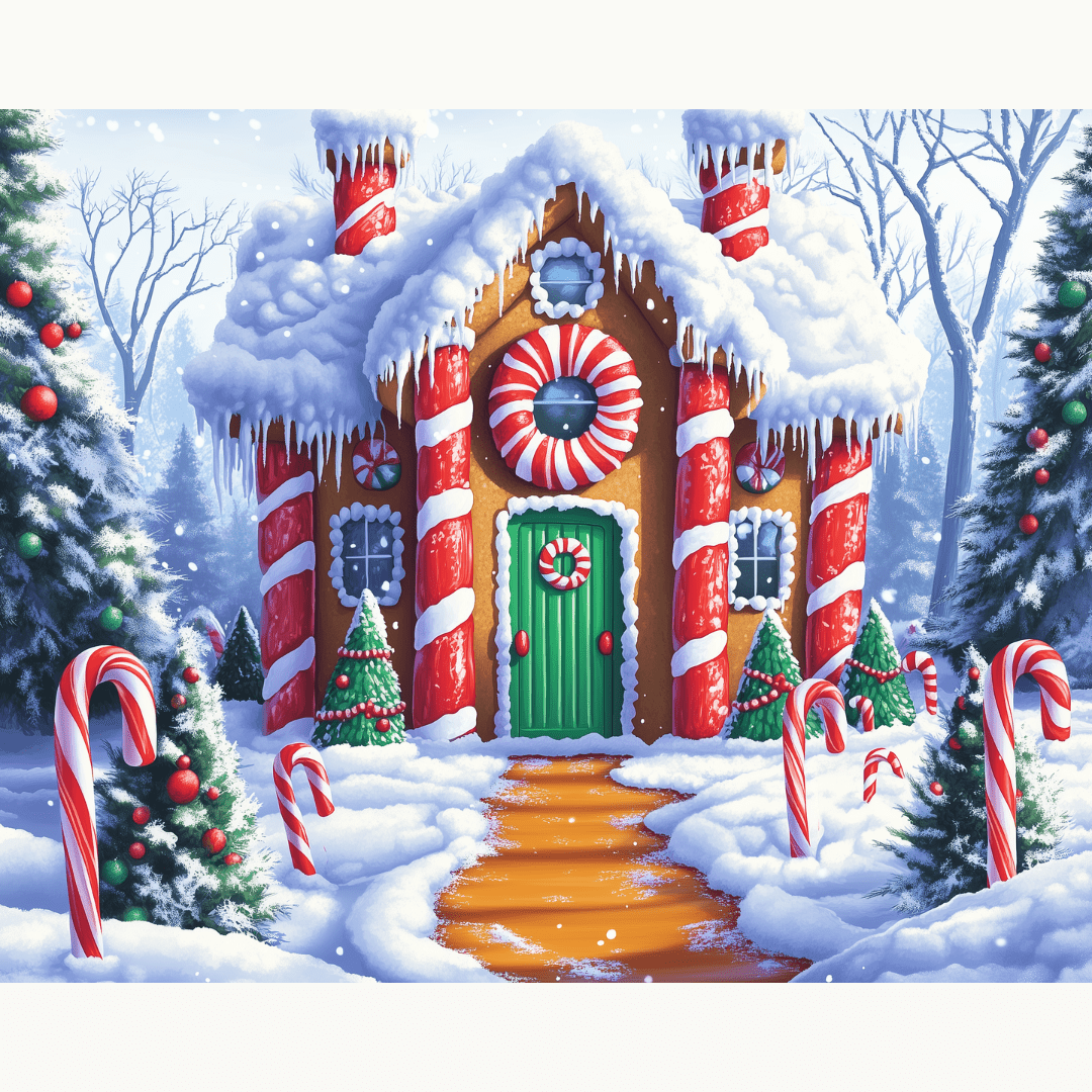 The image depicts a charming Christmas scene.