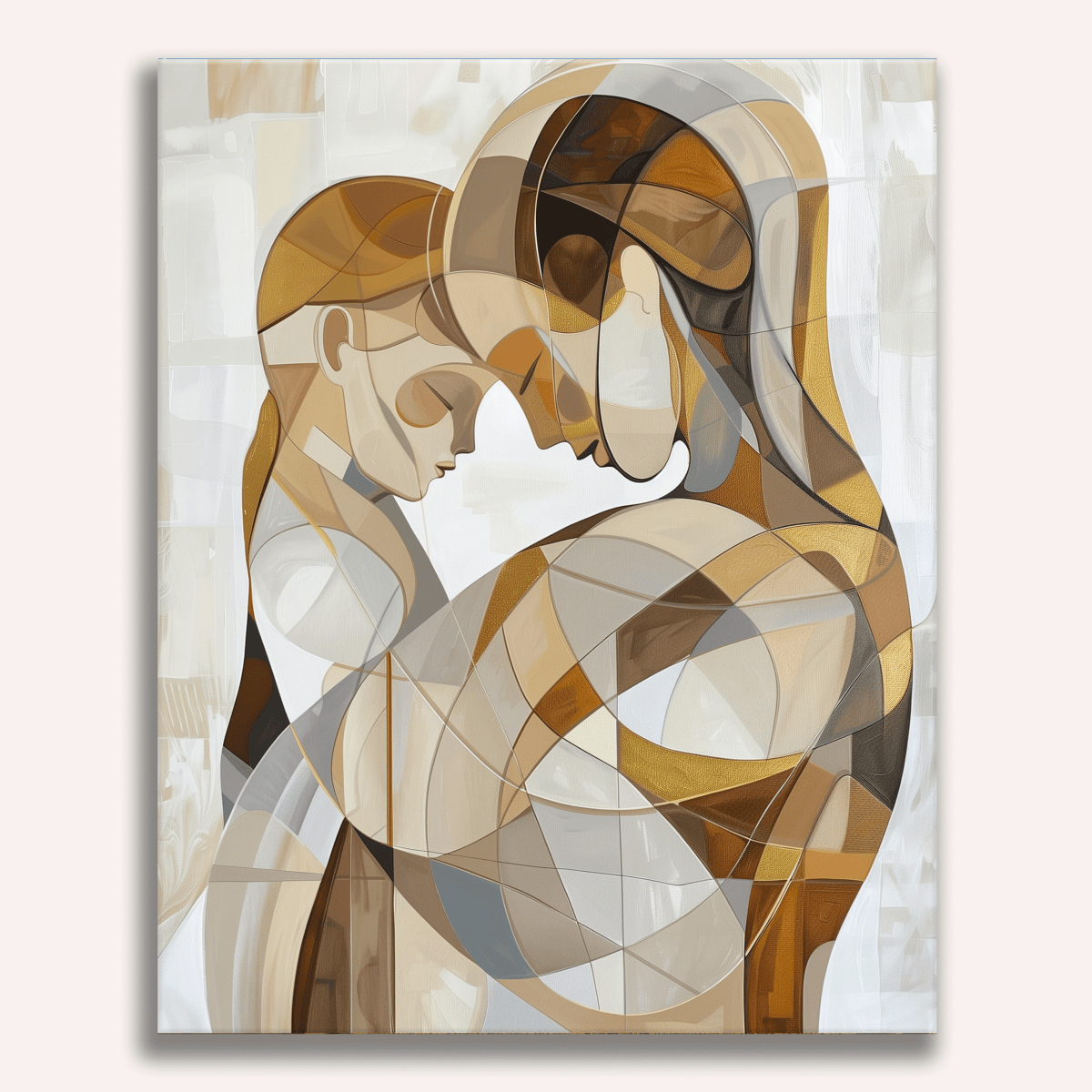 The image presents a captivating piece of abstract art, where two figures appear to be in close proximity.