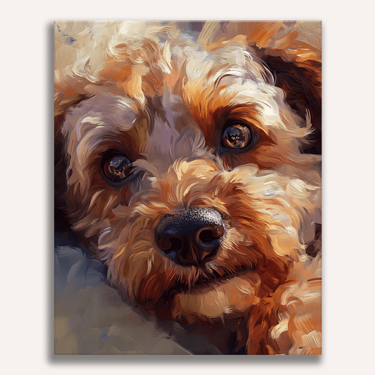 This is a portrait-style painting depicting a dog.