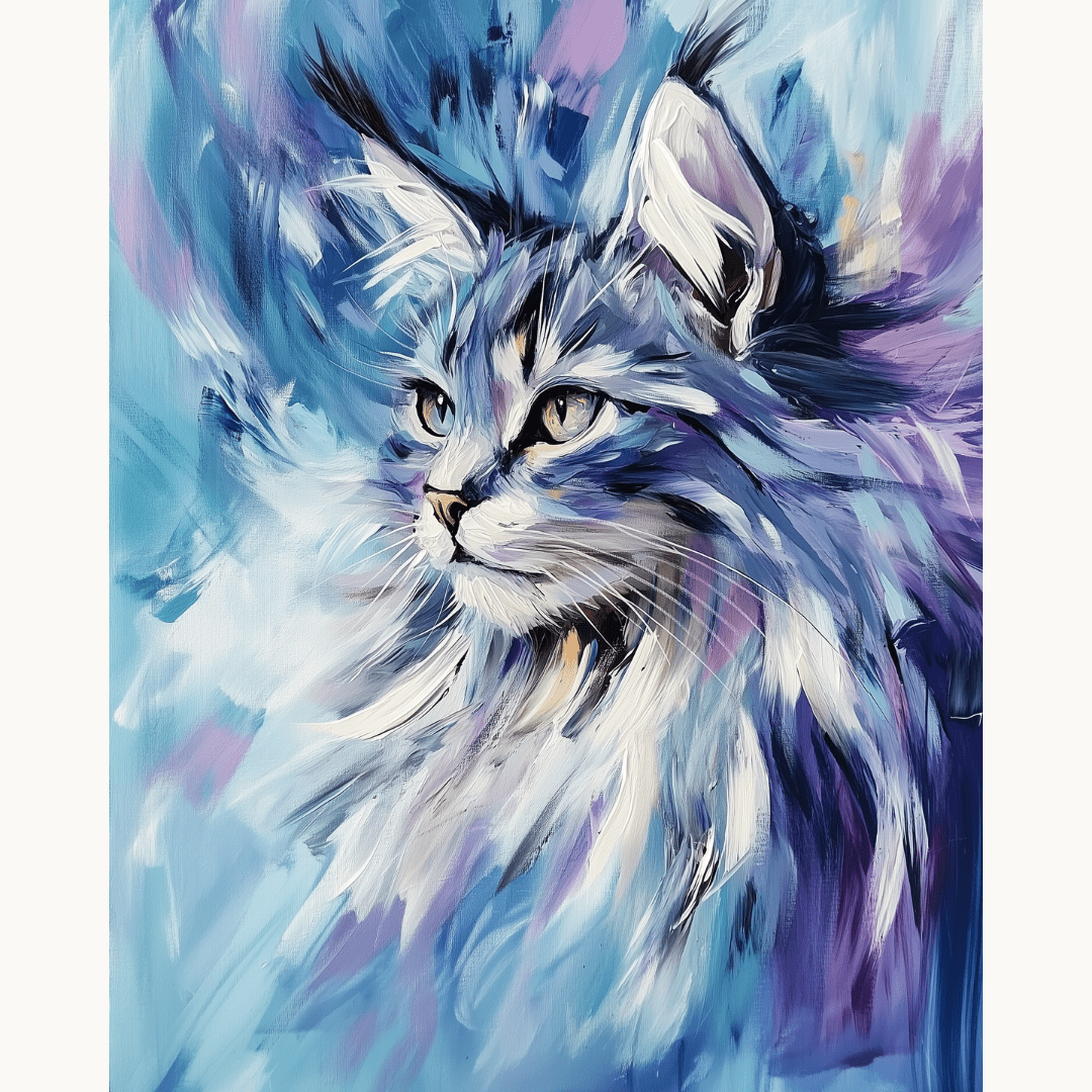 Abstract Maine Coon - Number Artist Diamond Painting Kits