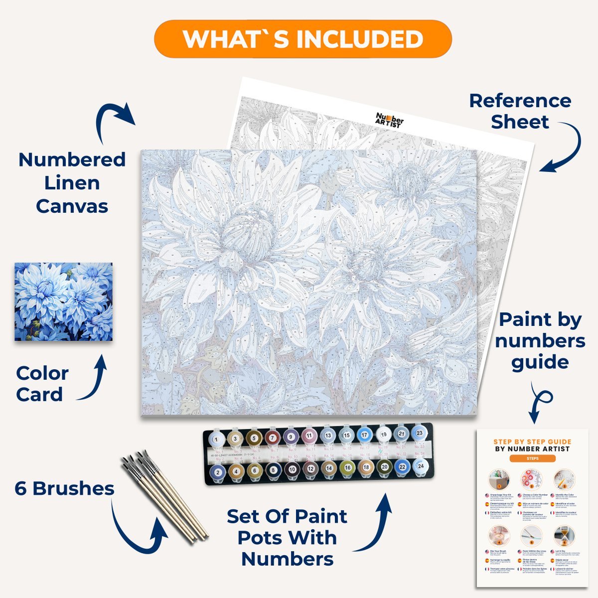 Azure Chrysanthemums - Number Artist Diamond Painting Kits