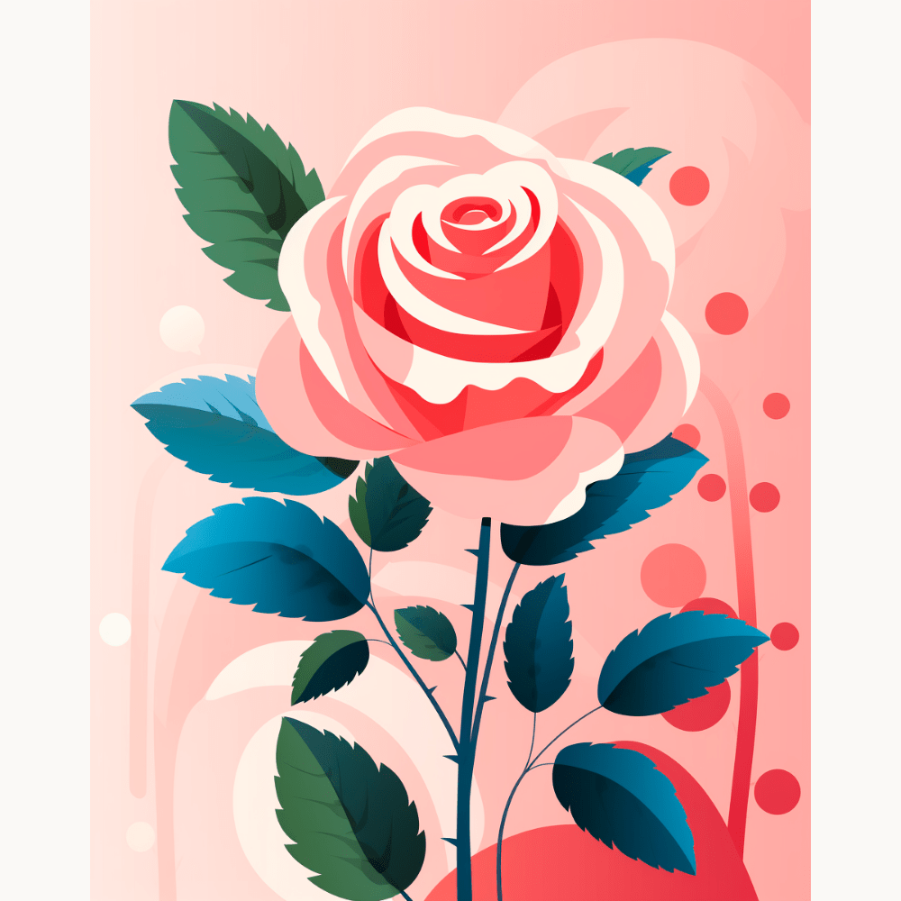 The image showcases a vibrant and detailed illustration of a rose.