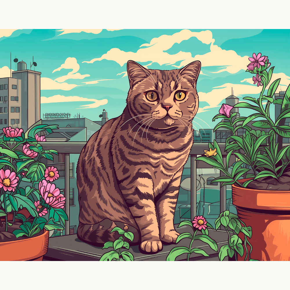 Balcony Feline - Number Artist Diamond Painting Kits