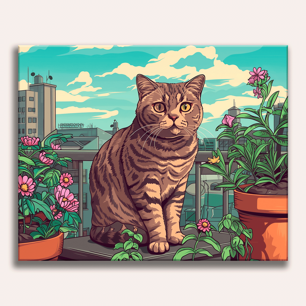 Balcony Feline - Number Artist Diamond Painting Kits