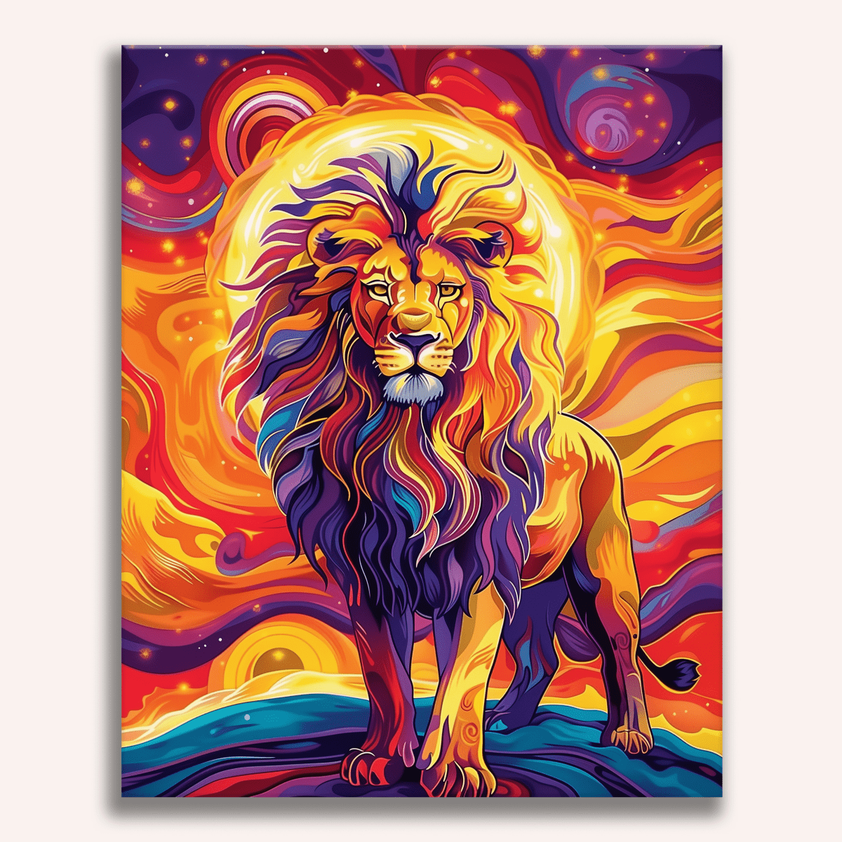 Blazing Sun Lion - Number Artist Diamond Painting Kits