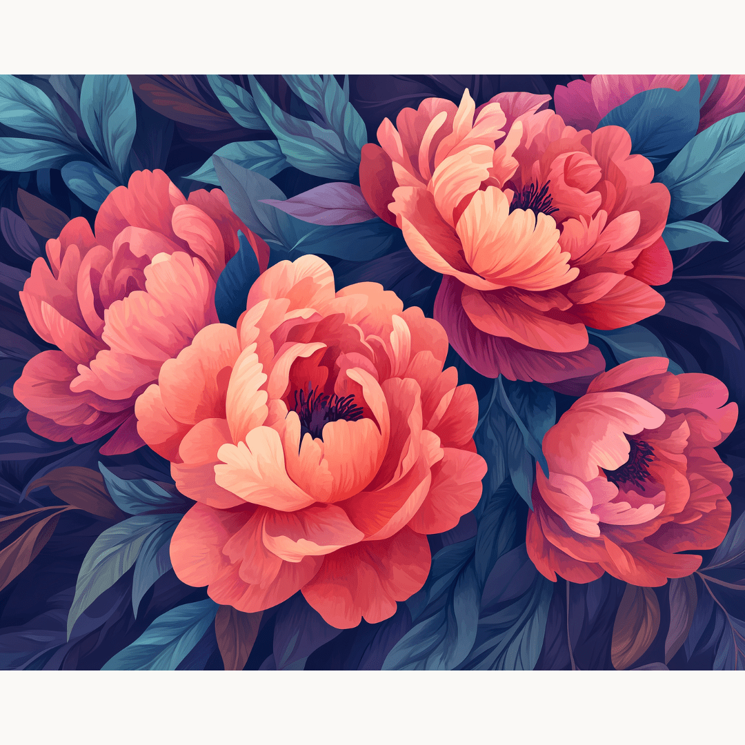 Blooming Peonies - Number Artist Diamond Painting Kits