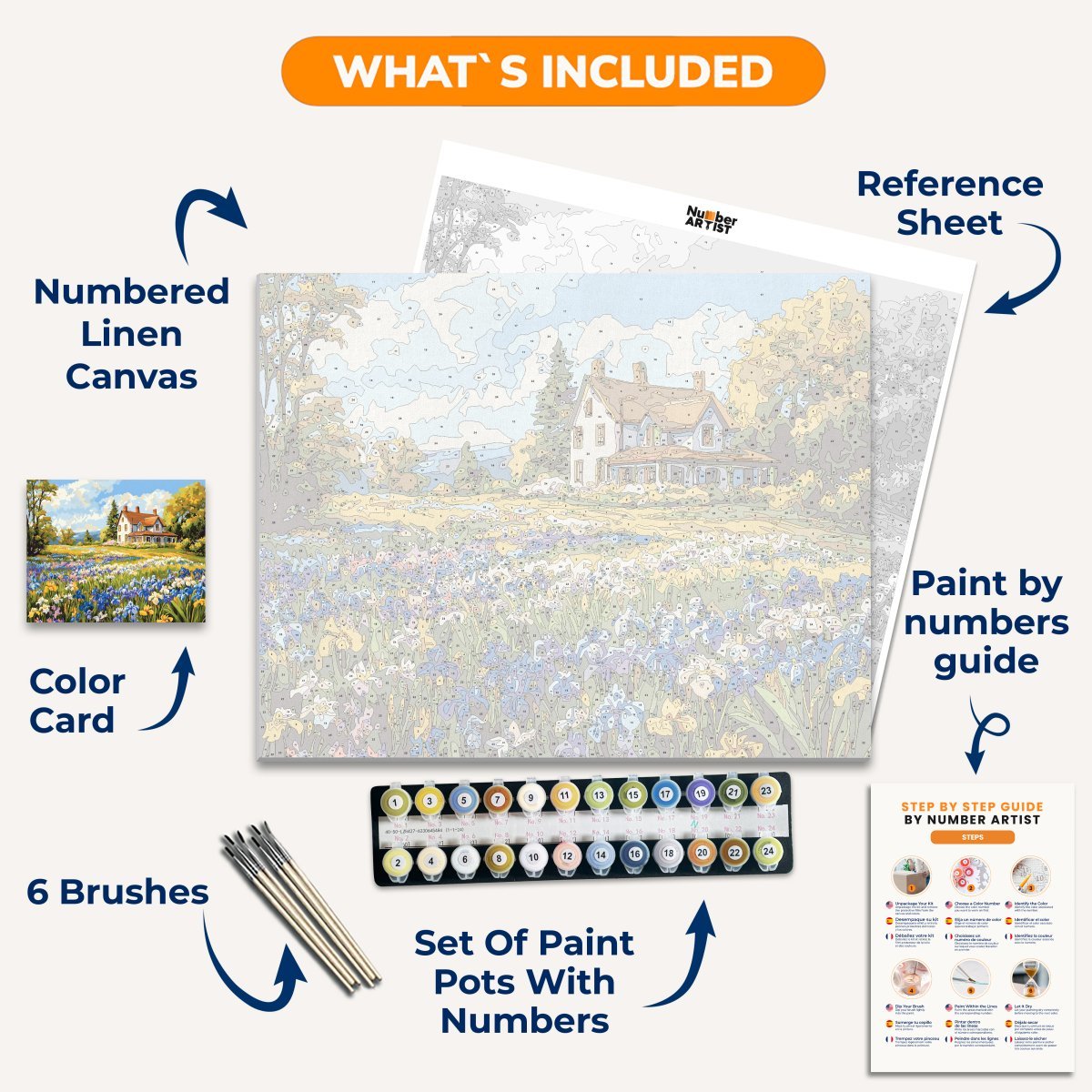 Blue Flower Garden - Number Artist Diamond Painting Kits