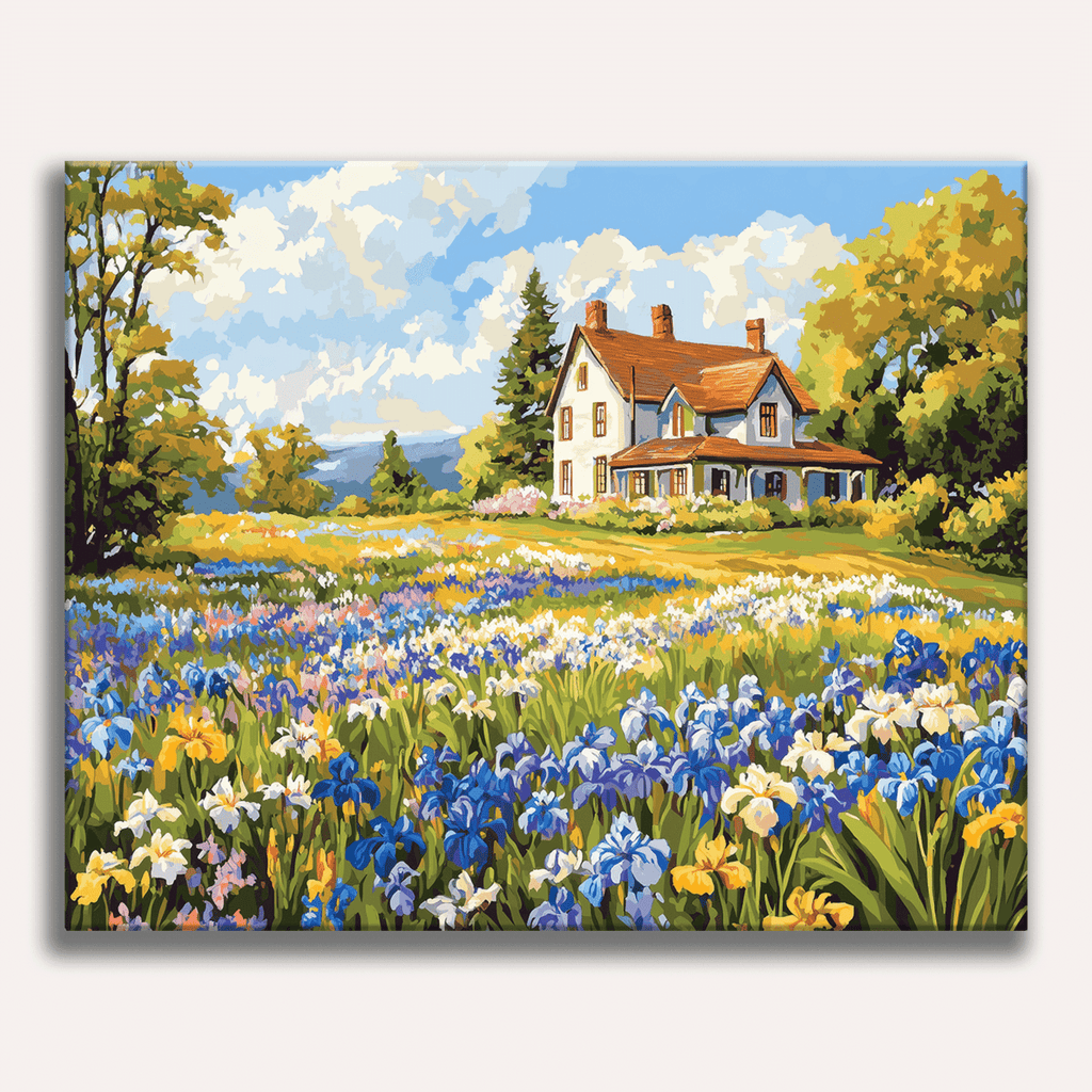 Blue Flower Garden Paint by Numbers Kit