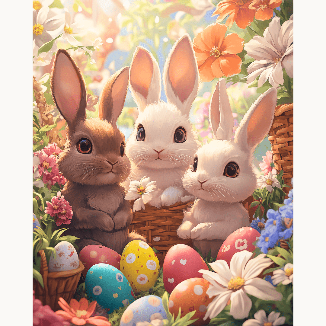 Bunny Trio - Number Artist Diamond Painting Kits