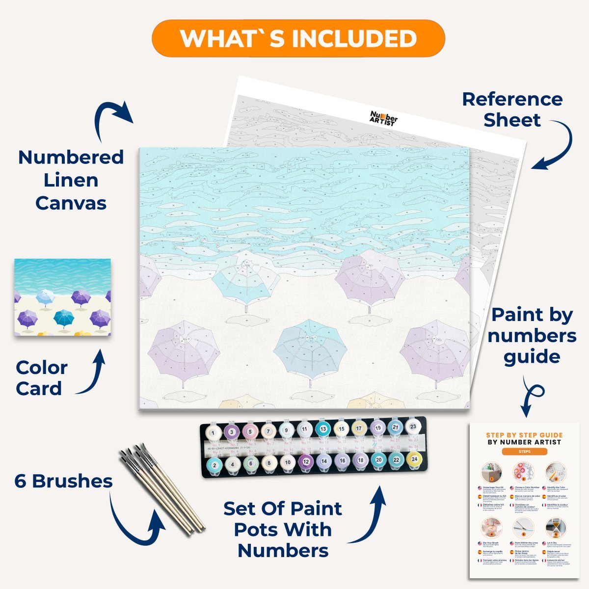 Busy Beach - Number Artist Diamond Painting Kits