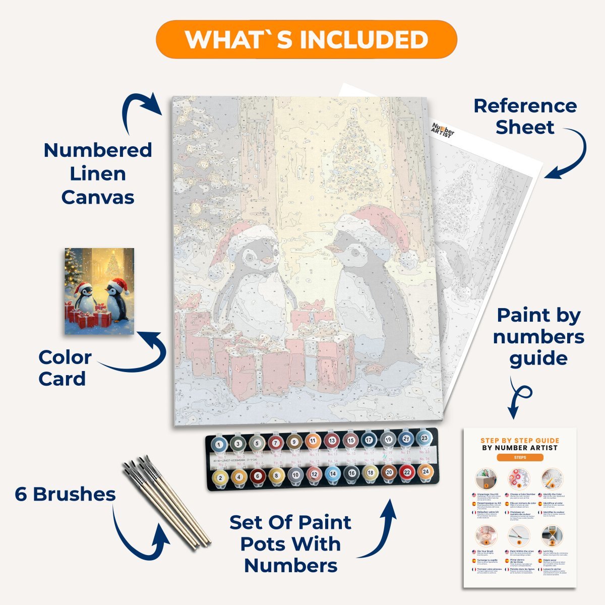 Christmas Penguins - Number Artist Diamond Painting Kits